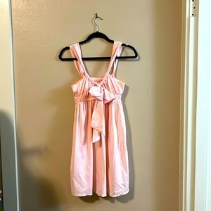 Light Pink Tie Front Bow Cotton Blend Dress XS/S